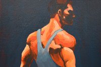 Original Hand painted Oil Painting on canvas Erotic Male Man Nude Gay