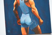 Original Hand painted Oil Painting on canvas Erotic Male Man Nude Gay