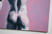 Original Hand painted Oil Painting on canvas Erotic Male Man Nude Gay