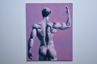 Original Hand painted Oil Painting on canvas Erotic Male Man Nude Gay