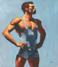 Original Hand painted Oil Painting on canvas Erotic Male Man Nude Gay