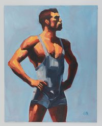Original Hand painted Oil Painting on canvas Erotic Male Man Nude Gay