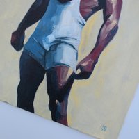 Original Hand painted Oil Painting on canvas Erotic Male Man Nude Gay
