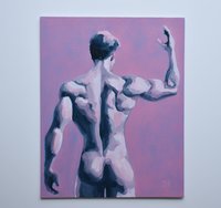 Original Hand painted Oil Painting on canvas Erotic Male Man Nude Gay