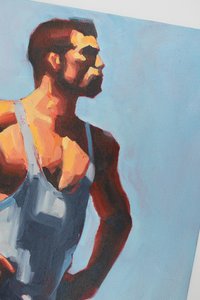 Original Hand painted Oil Painting on canvas Erotic Male Man Nude Gay