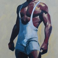 Original Hand painted Oil Painting on canvas Erotic Male Man Nude Gay