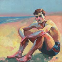 Original Hand painted Oil Painting on canvas Erotic Male Man Nude Gay