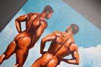 Original Hand painted Oil Painting on canvas Erotic Male Man Nude Gay