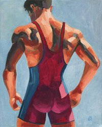 Original Hand painted Oil Painting on canvas Erotic Male Man Nude Gay