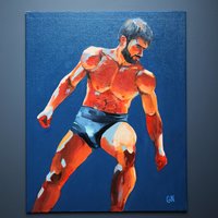 Original Hand painted Oil Painting on canvas Erotic Male Man Nude Gay