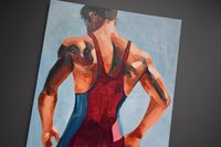 Original Hand painted Oil Painting on canvas Erotic Male Man Nude Gay