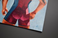 Original Hand painted Oil Painting on canvas Erotic Male Man Nude Gay