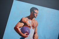 Original Hand painted Oil Painting on canvas Erotic Male Man Nude Gay