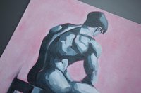 Original Hand painted Oil Painting on canvas Erotic Male Man Nude Gay