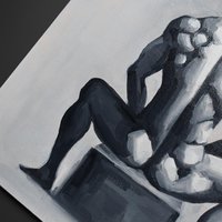 Original Hand painted Oil Painting on canvas Erotic Male Man Nude Gay