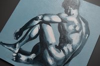 Original Hand painted Oil Painting on canvas Erotic Male Man Nude Gay