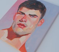 Original Hand painted Oil Painting on canvas Male Portrait  Man Gay