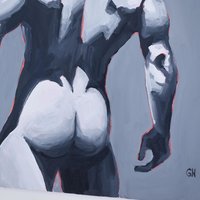 Original Hand painted Oil Painting on canvas Erotic Male Man Nude Gay