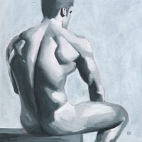 Original Hand painted Oil Painting on canvas Erotic Male Man Nude Gay