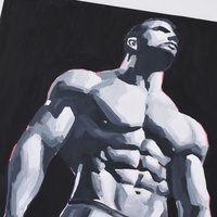 Original Hand painted Oil Painting on canvas Erotic Male Man Nude Gay