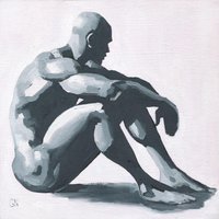 Original Hand painted Oil Painting on canvas Erotic Male Man Nude Gay