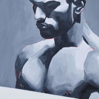 Original Hand painted Oil Painting on canvas Erotic Male Man Nude Gay