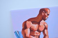 Original Hand painted Oil Painting on canvas Erotic Male Man Nude Gay