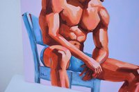 Original Hand painted Oil Painting on canvas Erotic Male Man Nude Gay