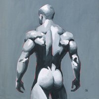 Original Hand painted Oil Painting on canvas Erotic Male Man Nude Gay