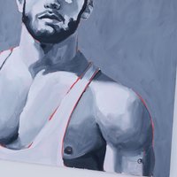 Original Hand painted Oil Painting on canvas Erotic Male Man Nude Gay