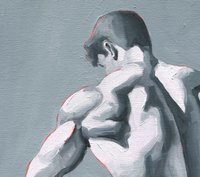 Original Hand painted Oil Painting on canvas Erotic Male Man Nude Gay