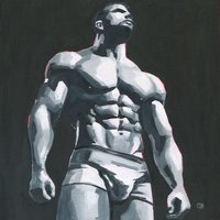 Original Hand painted Oil Painting on canvas Erotic Male Man Nude Gay