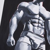 Original Hand painted Oil Painting on canvas Erotic Male Man Nude Gay