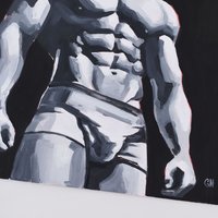 Original Hand painted Oil Painting on canvas Erotic Male Man Nude Gay