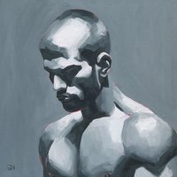 Original Hand painted Oil Painting on canvas Erotic Male Man Nude Gay