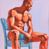 Original Hand painted Oil Painting on canvas Erotic Male Man Nude Gay