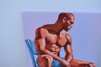 Original Hand painted Oil Painting on canvas Erotic Male Man Nude Gay