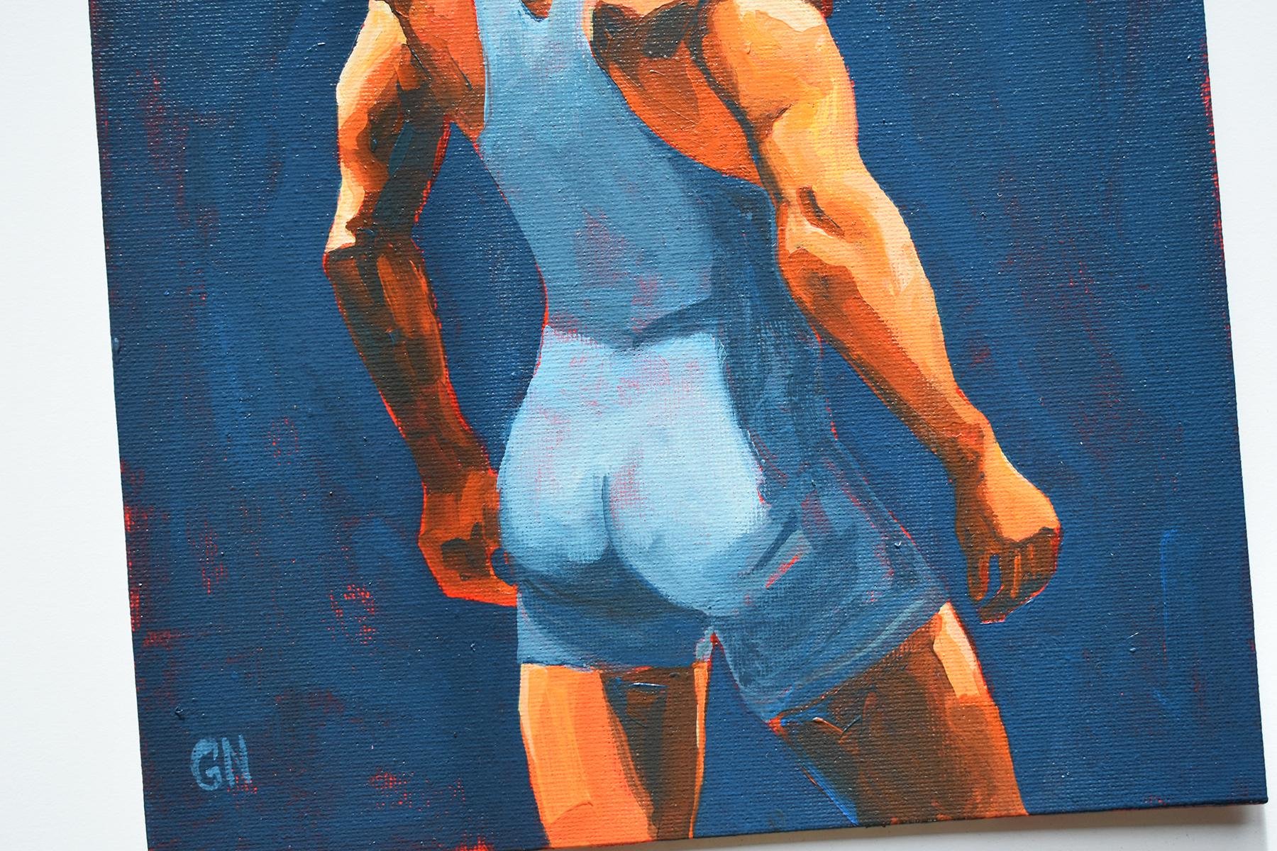 Original Hand painted Oil Painting on canvas Erotic Male Man Nude Gay