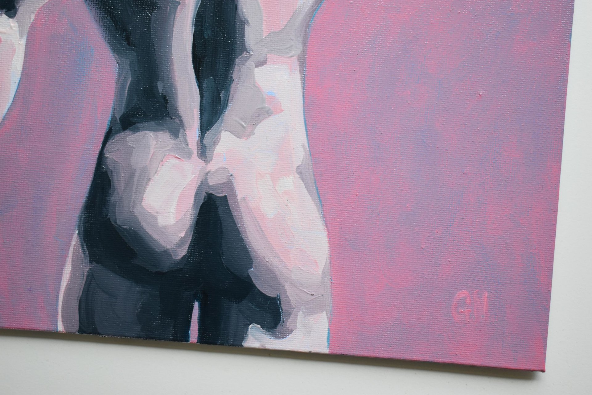 Original Hand painted Oil Painting on canvas Erotic Male Man Nude Gay