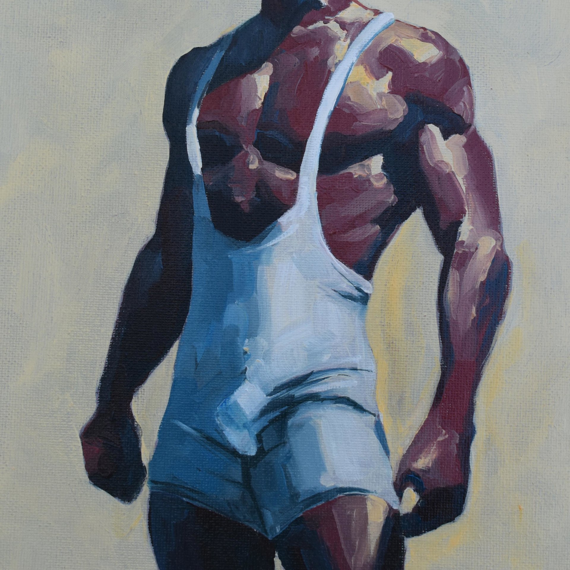 Original Hand painted Oil Painting on canvas Erotic Male Man Nude Gay