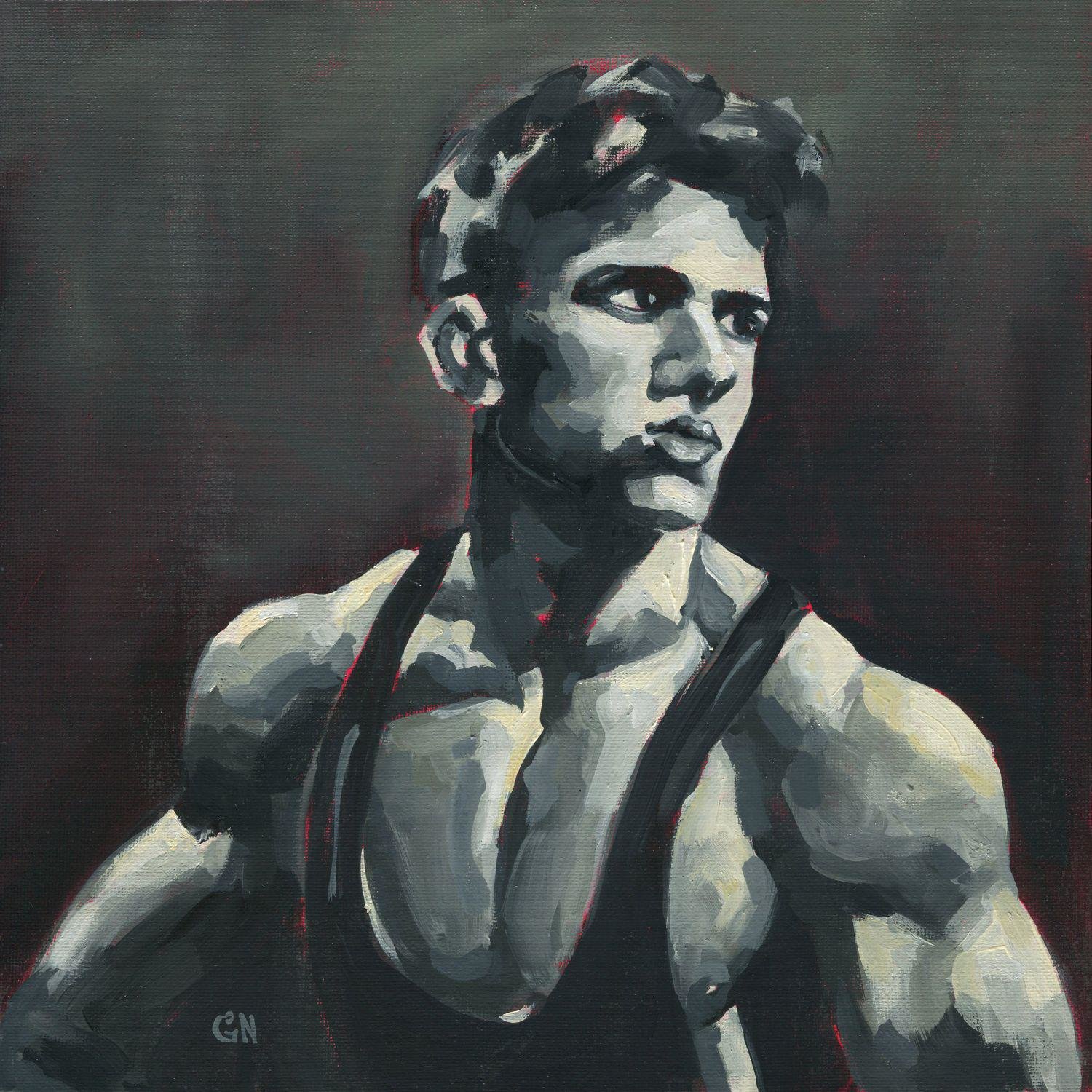 Original Hand painted Oil Painting on canvas Male Portrait  Man Gay