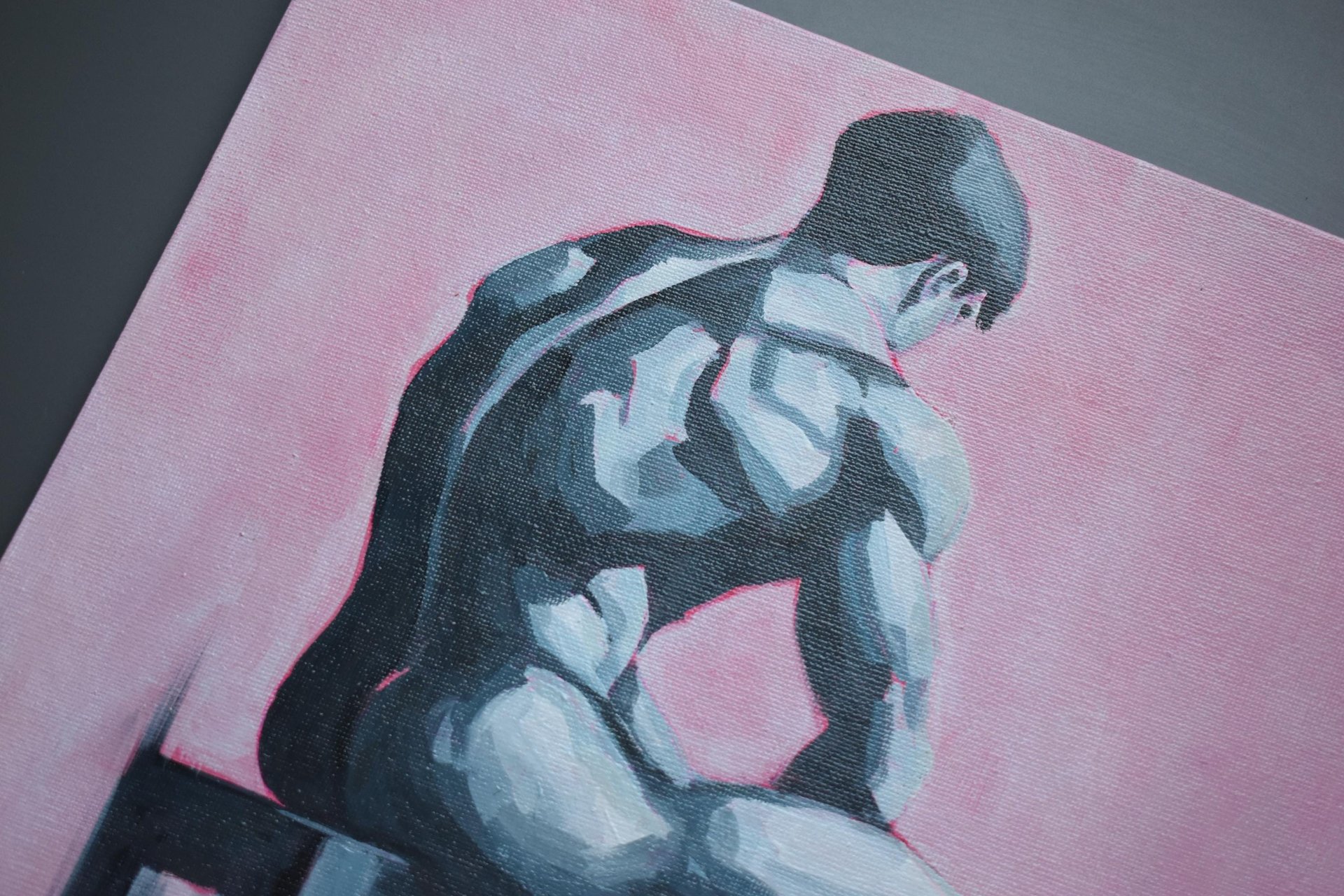 Original Hand painted Oil Painting on canvas Erotic Male Man Nude Gay