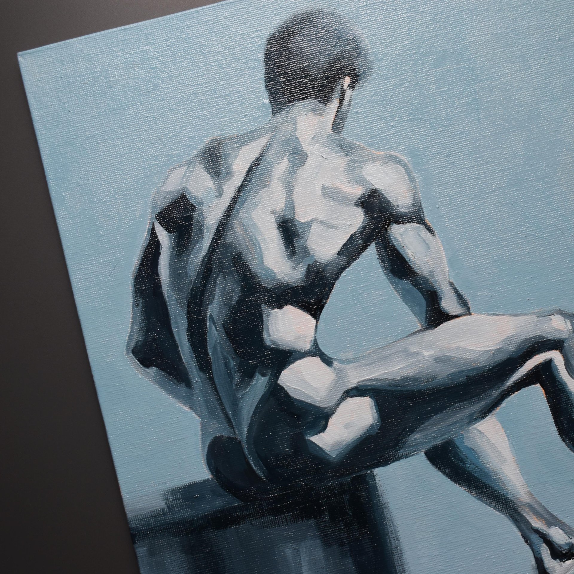 Original Hand painted Oil Painting on canvas Erotic Male Man Nude Gay