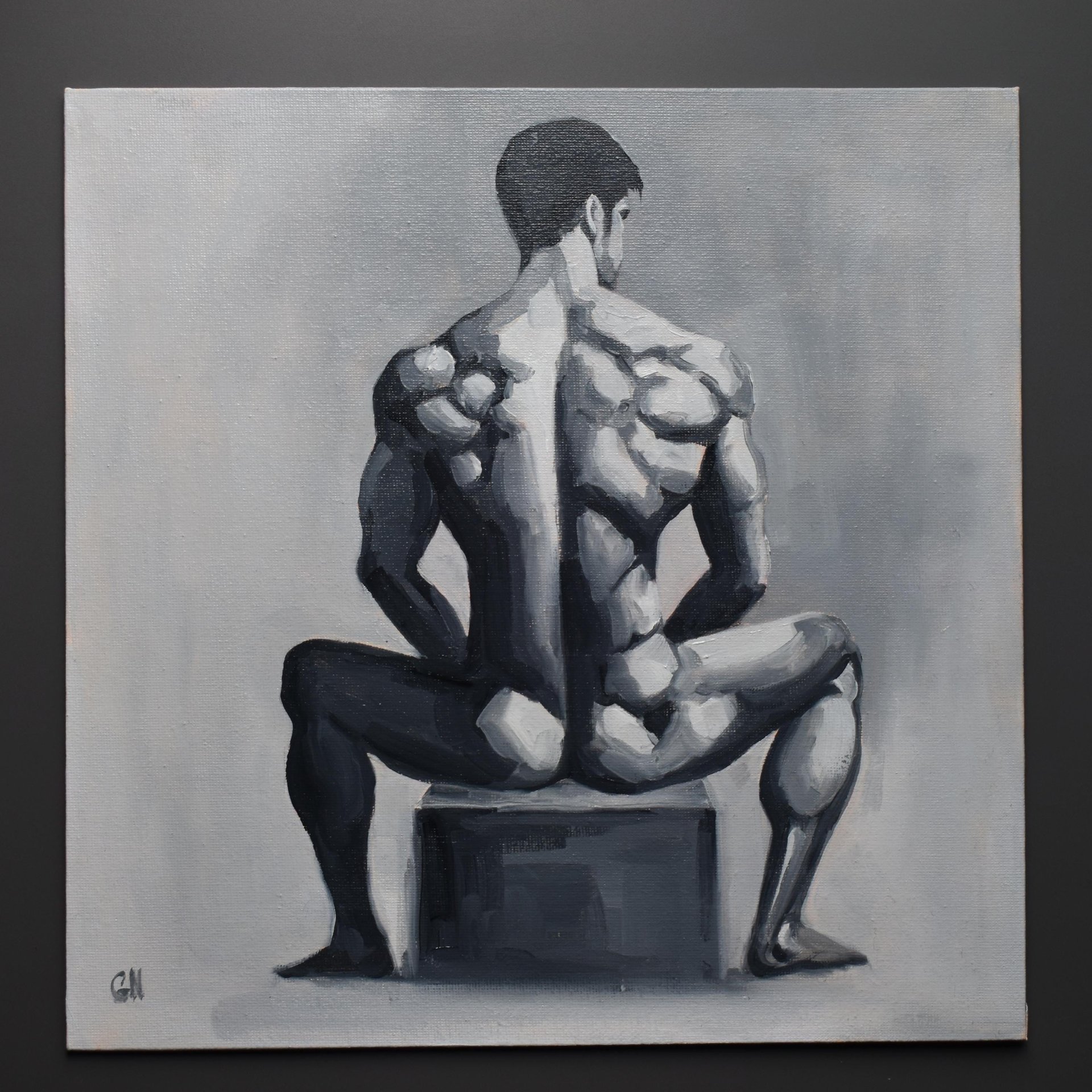 Original Hand painted Oil Painting on canvas Erotic Male Man Nude Gay
