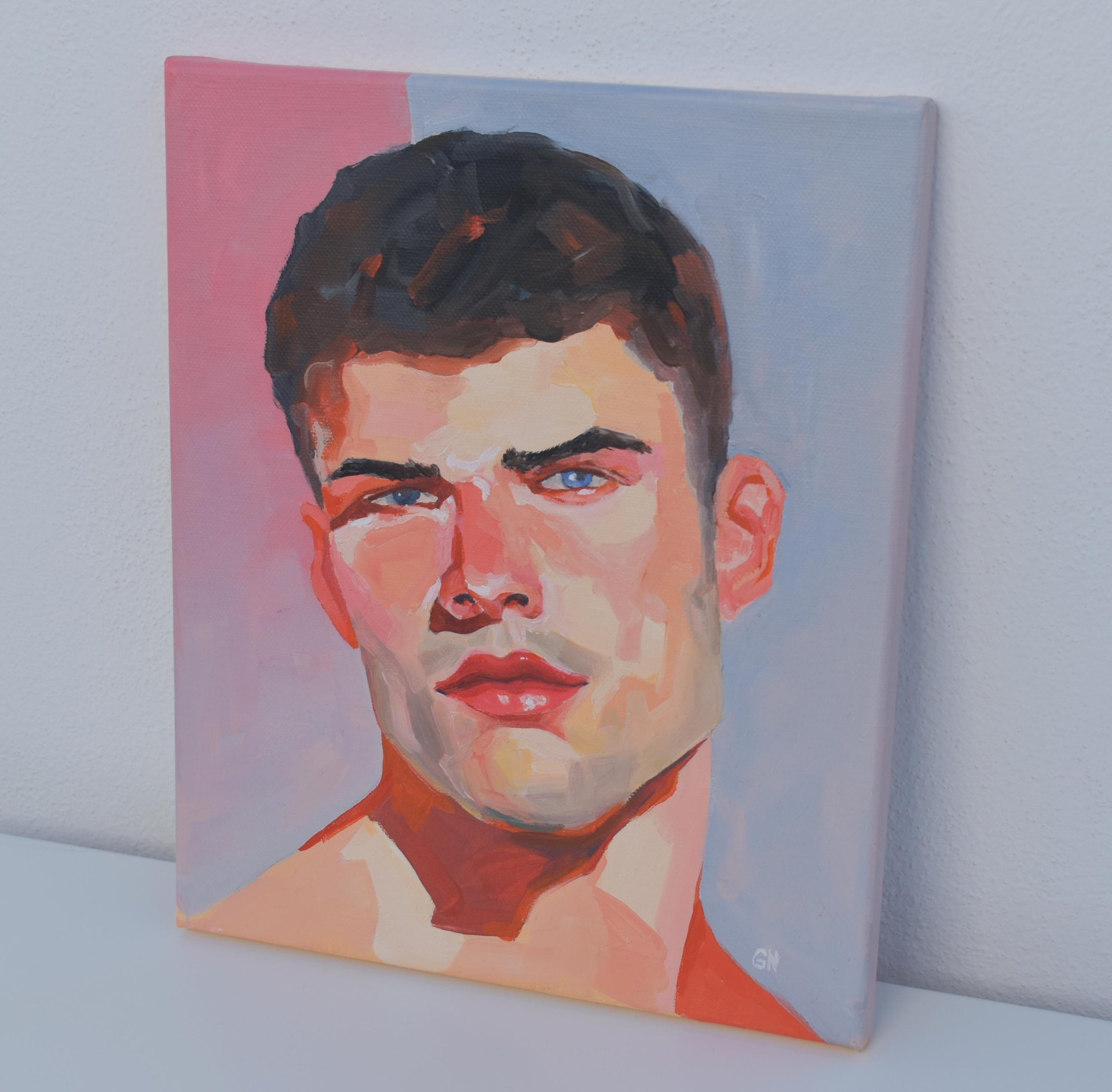 Original Hand painted Oil Painting on canvas Male Portrait  Man Gay