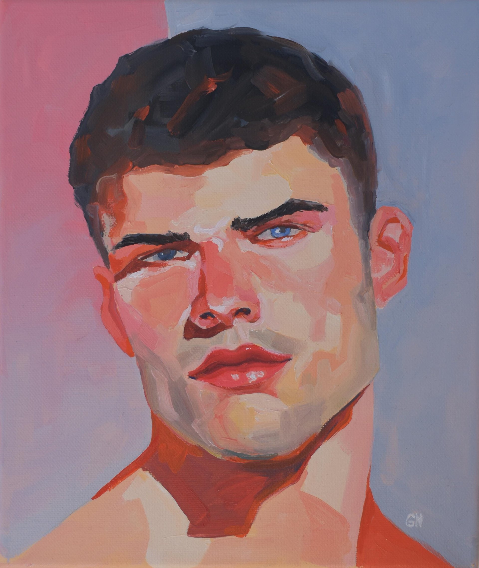Original Hand painted Oil Painting on canvas Male Portrait  Man Gay
