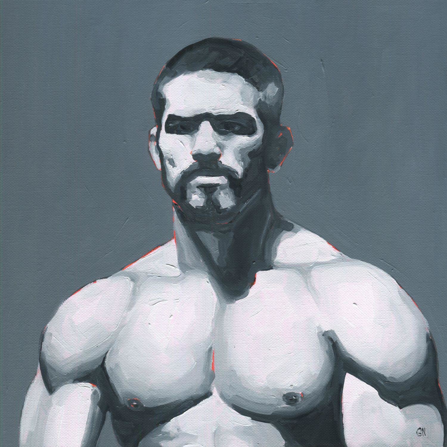 Original Hand painted Oil Painting on canvas Erotic Male Man Nude Gay