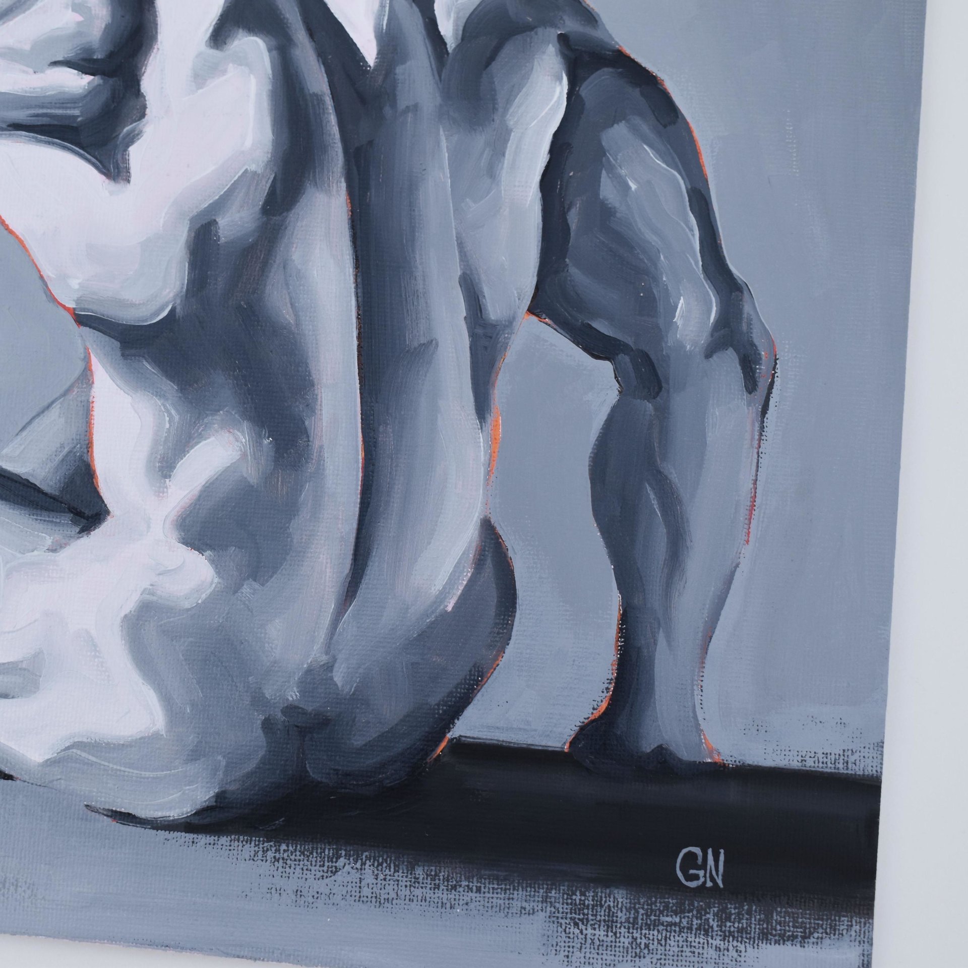 Original Hand painted Oil Painting on canvas Erotic Male Man Nude Gay