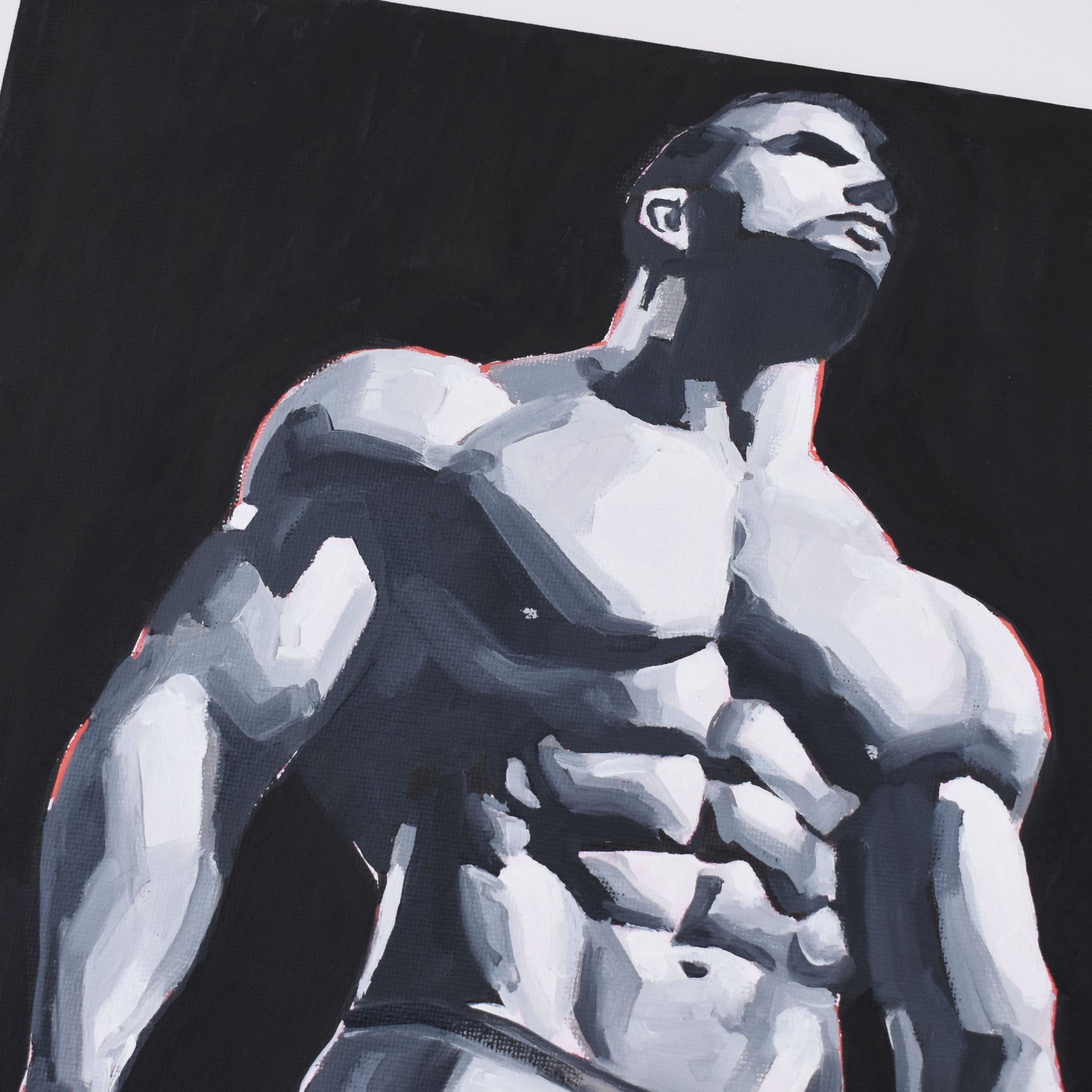 Original Hand painted Oil Painting on canvas Erotic Male Man Nude Gay