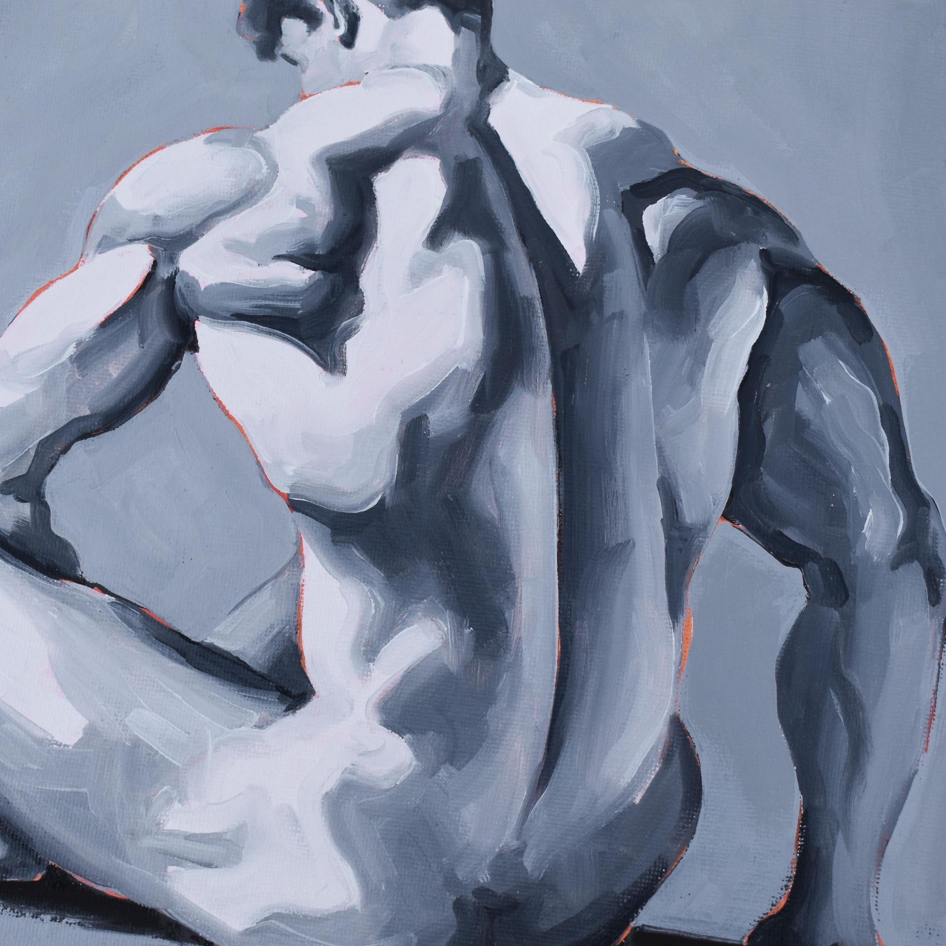 Original Hand painted Oil Painting on canvas Erotic Male Man Nude Gay